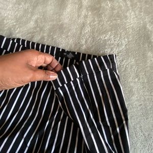 Black and white striped pants